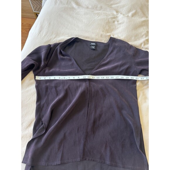 Eileen Fisher Womens M Burgundy Single Button Slit 100% Silk Blouse Georgette - Picture 6 of 8